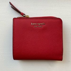 Red Kate Spade Small Bifold Wallet